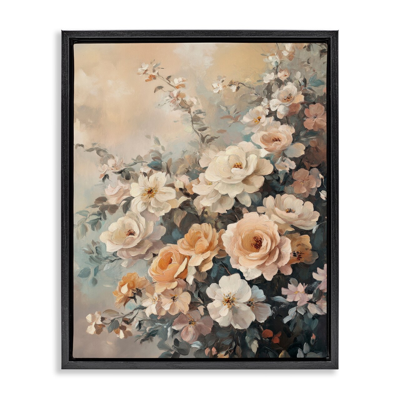 Stupell Industries Dreamy Rosy Florals Floater Framed Canvas Wall Art Design by Petal Prints Design